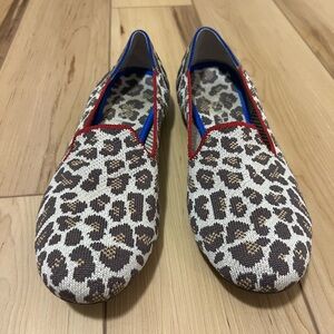 Rothy's Animal Print Loafers with Red Trim